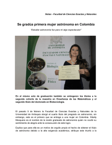 Se gradúa primera mujer astrónoma en Colombia