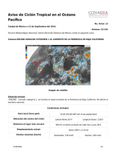 Aviso de Ciclón Tropical en el Océano Pacífico