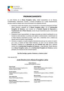 PRONUNCIAMIENTO Junta Directiva de la Alianza Evangélica Latina