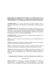 resolución 43-03 sobre infracciones y sanciones relativas a