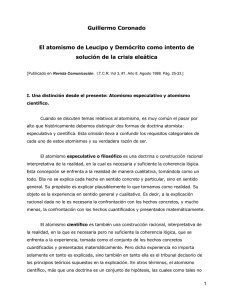 Guillermo Coronado El atomismo de Leucipo y Demócrito como