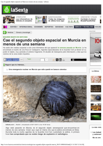 Cae el segundo objeto espacial en Murcia en menos de una
