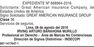 EXPEDIENTE Nº 668964-2016 Solicitante: Great American