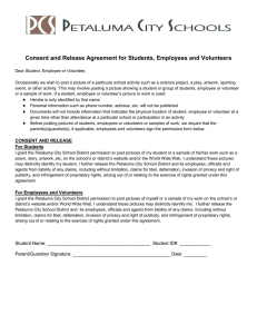 Consent and Release Agreement for Students, Employees and