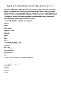 Ejemplo del formulario de solicitud de patrocinio en línea