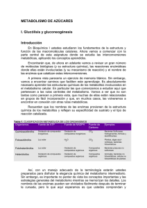 METABOLISMO DE AZÚCARES I. Glucólisis y gluconeogénesis