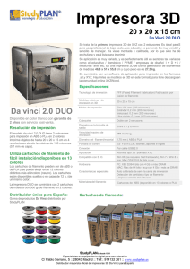 Descarga Ficha Técnica de Impresora 3D Da Vinci 2.0