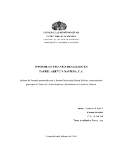 informe de pasantía realizado en taurel agencia naviera, ca