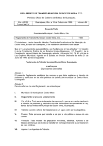 Reglamento de Tránsito Municipal de Doctor Mora (octubre 96)
