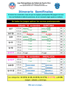Itinerario Semifinales - Liga Metropolitana de Fútbol de Puerto Rico
