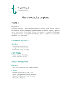 Plan de estudios de piano Piano I