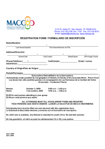 MACC Registration Form short for QUINCEANERA RETREAT 09.d–