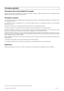 Normativa aplicable Normativa de la Universidad de Granada