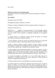 Ley 26.508 Régimen de Personal Docente Universitario