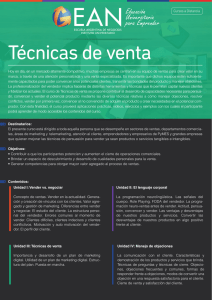 tecnicas de venta - Instituto Universitario Escuela Argentina de