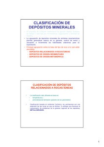 CLASIFICACIÓN DE DEPÓSITOS MINERALES