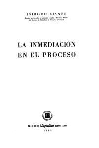 La Inmediación en el Proceso - Isidoro Eisner