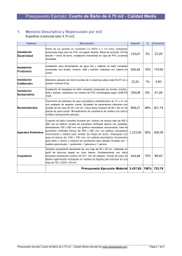 Presupuesto Ejemplo: Cuarto de Baño 3.36 m2 Presupuesto Ejemplo: Cuarto de Baño 3.36 m2
