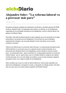 Alejandro Soler: "La reforma laboral va a provocar