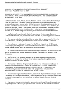 Mandato de las Nacionalidades de la Amazonía - Ecuador