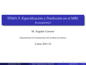 TEMA 5: Especificación y Predicción en el MRL