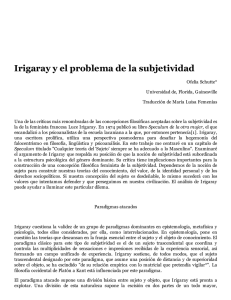 Irigaray y el problema de la subjetividad