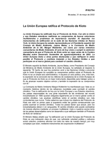 La Unión Europea ratifica el Protocolo de Kioto