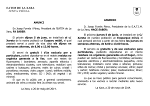 Folio oficial EATIM La Xara - Ayuntamiento de Eatim La Xara