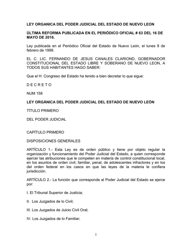 Ley Org Nica Del Poder Judicial Del Estado