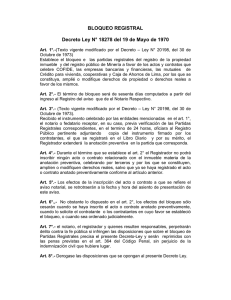 BLOQUEO REGISTRAL Decreto Ley N° 18278 del 19 de Mayo de