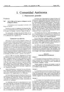 ley 6/1988, de 25 de agosto, de régimen local de la región de murcia