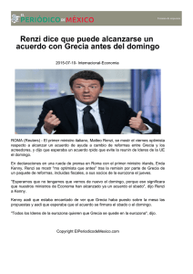Renzi dice que puede alcanzarse un acuerdo con Grecia antes del