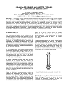 columna de líquido, manómetro primario en laboratorios `secundarios`