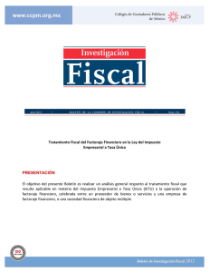 Tratamiento Fiscal del Factoraje Financiero en la Ley del Impuesto