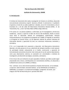 Plan de Desarrollo 2010‐2014 Instituto de Astronomía, UNAM 0