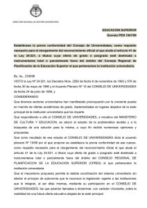 EDUCACION SUPERIOR Decreto PEN 1047/99 Establécese la