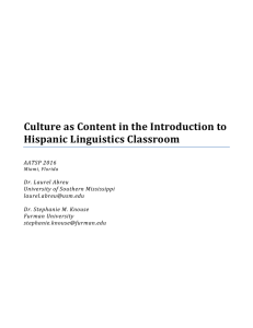 Culture as Content in the Introduction to Hispanic