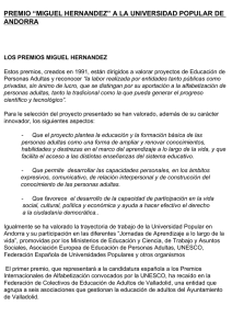 PREMIO “MIGUEL HERNANDEZ” A LA UNIVERSIDAD POPULAR