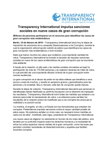 Transparency International impulsa sanciones sociales en nueve