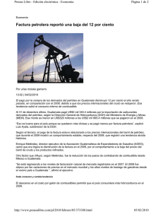 Factura petrolera reportó una baja del 12 por ciento