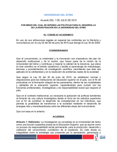 UNIVERSIDAD DEL ISTMO Acuerdo DEL 1 DE JULIO DE 2015 EL