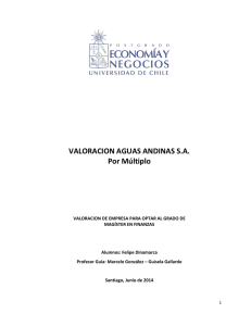 VALORACION AGUAS ANDINAS S.A. Por Múltiplo