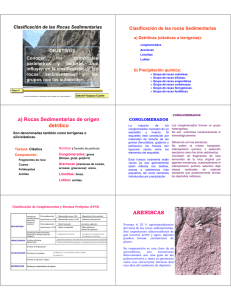 a) Rocas Sedimentarias de origen detrítico ARENISCAS