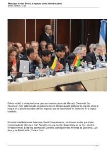 Mercosur invita a Bolivia a ingresar como miembro pleno