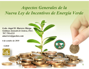 Aspectos Generales de la Nueva Ley de Incentivos de Energía Verde