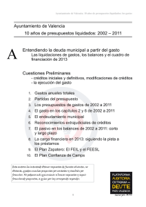 Ayuntamiento de Valencia 10 años de presupuestos liquidados