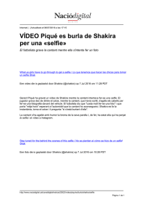 VÍDEO Piqué es burla de Shakira per una «selfie»