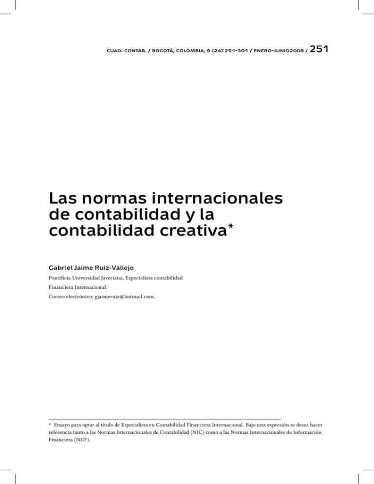 Las Normas Internacionales De Contabilidad Y La Contabilidad Creativa