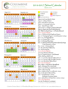 school calendar 2016-2017 - Columbine Christian School