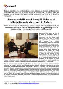Recuerdo del P. Abad Josep M. Soler en el fallecimiento de Mn